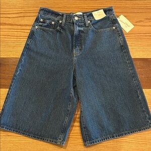 Women's Blue Denim Long Shorts
